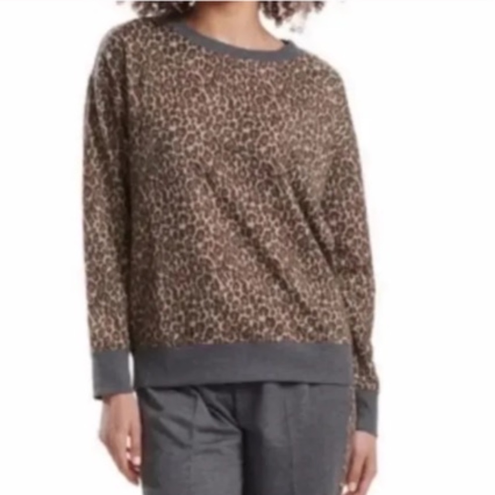 Splendid animal print crew neck long sleeve sweatshirt